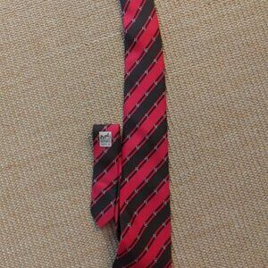Hermes Red & Black Striped Tie 5275 SA